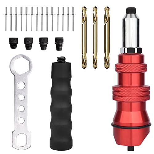 6 Pièces Ensemble Adaptador Remachadora para Taladro, Adaptador de Remachadora de Pistola de Remache para Instalación y Mantenimiento de Edificios, Coches, Ascensores, Instrumentos y Mobiliario