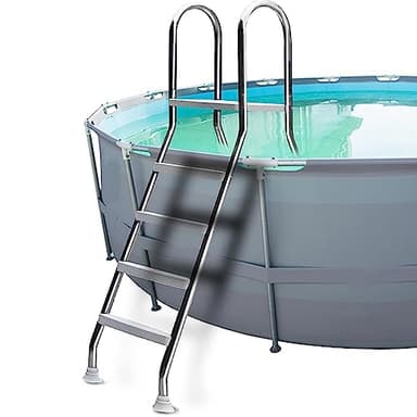 Escalera de Piscina de 4 escalones, escalones de Piscina sobre el Suelo de 52 Pulgadas, escaleras de Piscina de Acero Inoxidable 304 sobre el Suelo para Piscinas Interiores/Exteriores