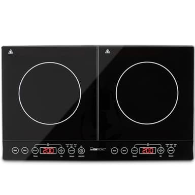 Placa doble de inducción Clatronic® | Placa de inducción con tecnología ECO-Save | Placa doble con detección automática de ollas | Placa con panel de control táctil con sensor | DKI 3609