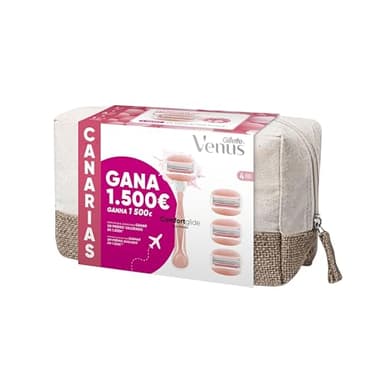 Venus Gillette Comfortglide Spa Breeze, Maquinilla De Mujer, 1 Mango + 4 Recambios + Neceser, Pack Canarias
