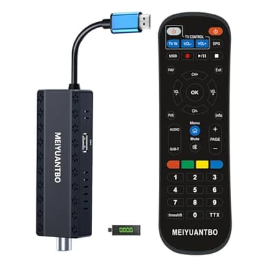 Decodificador TDT HD 2025 -Mini TV Stick, Decodificador DVB-T2, HD 1080P H265 HEVC Principal 10 bit, Soporta-IPTV/USB-WiFi/DLNA/PVR/Multimedia [ Mando a Distancia 2 en 1 con Control de TV ]
