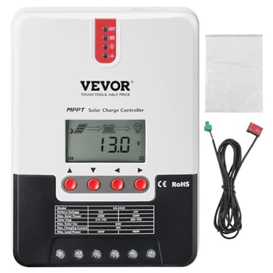 VEVOR Controlador de Carga Solar MPPT 12 V/24 V Auto CC Regulador de Carga del Panel Solar 20A Módulo Bluetooth 98% de Eficiencia de Carga para Baterías Selladas AGM, gel, Inundadas y de Litio