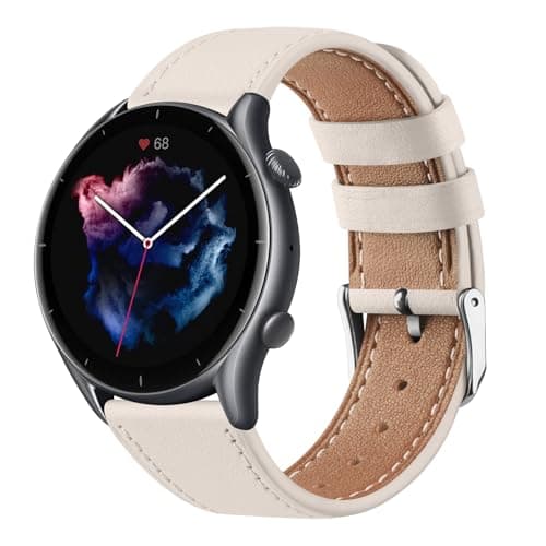 Mugust Correa para Amazfit GTR 4/GTR 3 Pro/GTR 3/GTR 2/GTR 2e/GTR 47mm/Stratos 3/Stratos 2,22mm Pulsera Deportiva de Repuesto de Cuero para Amazfit Bip 5/Balance(Starlight)