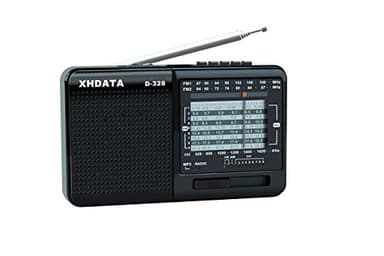 XHDATA D-328 Radio Portatil Pequeña Mini Portatil Radio Am FM SW con Reproductor de Tarjeta SD MP3 Transistores Radio Bateria Recargable Negro