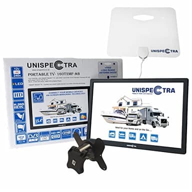 Unispectra® 15.4” SmartReady 12V / 230V HD LED TV Digital DVB-T / T2 (TDT) USB PVR y Reproductor Multimedia, FM Tuner, HDMI. Ideal para Casa, Autocaravana, Barco, Caravana, Camping, Camión