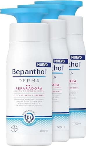 Crema Hidratante Corporal Piel Seca - Bepanthol Derma Reparadora Loción Corporal - Hidratación Inmediata y Duradera para la Piel Muy Seca y Sensible - Uso Diario - 3 x 400 ml (1,2 litros)