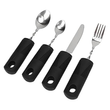 Juego de Cubiertos de Asistencia para Pacientes con Parkinson Cuchara con Peso, Tenedor y Cuchillo Utensilios Adaptables para Ayudar con los Temblores de las Manos y la Artritis