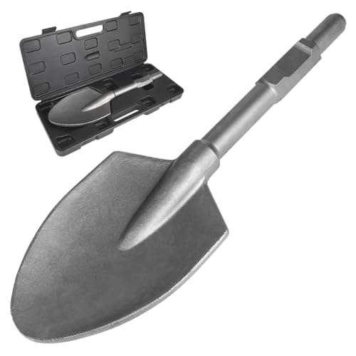 CPROSP Martillo Demoledor 30 mm, Pala Profesional con Eje Hexagonal, Cincel pala Puntiagudo SDS HEX 135 x 440 mm, Pala para Asfalto, Azada, Ideal para Remover Tierra Dura Arcilla y Cemento Muebles