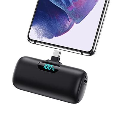 Feob Mini Power Bank, 5000mAh USB C Cargador Portátil 15W PD Carga Rapida Batería Externa Compacto Powerbank con Pantalla LCD Compatible con iPhone 16/15 Pro MAX Samsung Xiaomi USB C Teléfonos etc