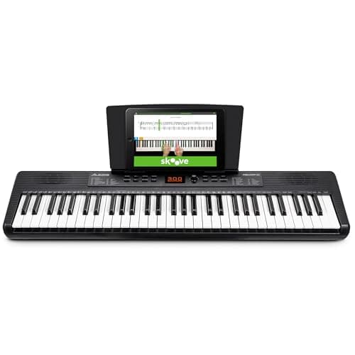 Alesis Melody 61 Teclado Piano Eléctrico para Principiantes con 61 teclas, con Altavoces, Atril para Partituras o Tablet, 300 sonidos y Lecciones de música