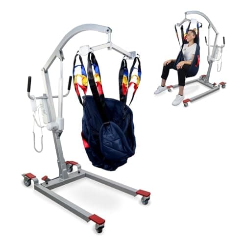 Mobiclinic®, Grúa para personas mayores, Eléctrica, Fortuna basic, Arnés de transferencia incluido, Soporta hasta 135 kg, Dos baterías, Ajustable, Ruedas con bloqueo seguridad, Resistente