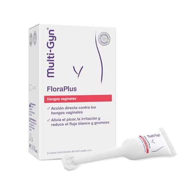 Multi-Gyn FloraPlus Crema íntima 5ml - Tratamiento para infecciones vaginales Candidiasis - 5 tubos monodosis - Alivio inmediato del picor, irritaciones y reducción de las pérdidas. Con prebióticos