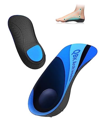 Plantillas para fascitis plantar, alivio del dolor de pies QBK, corrección de pies planos, tendinitis de Aquiles, piernas en O, piernas en X, espolones calcáneos 3/4 plantillas ortopédicas S