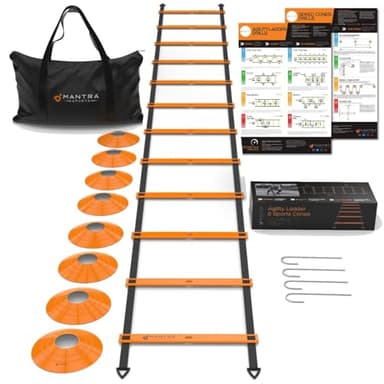MANTRA SPORTS Conos Entrenamiento Futbol y Kit Entrenamiento Futbol Niños y Adultos, Material Circuito Agilidad, Set Escalera Entrenamiento de Agilidad, Accesorios
