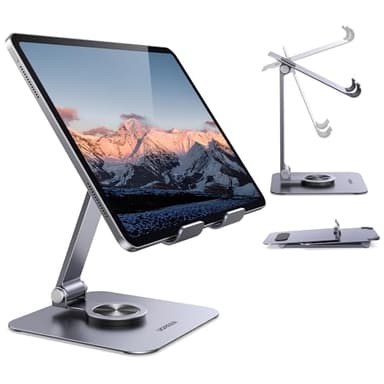 UGREEN Soporte Tablet Mesa Giratorio de Aluminio, Stand Plegable Compatible con Samsung Tab, Redmi Pad, iPad Pro Air Mini, iPhone 16, Galaxy S24 Ultra y Otros de 4-12,9"