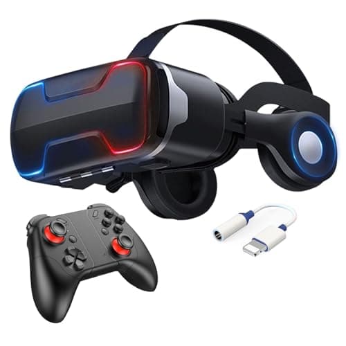 Gafas Realidad Virtual Movil con Mando, 3D VR Gafas para Película 3d Juego Immersivo, Ángulo Visión 90-100º Objetivo y Pupila Regulable, Gafas VR para 4.7"-6.5" Android/iOS Smartphone, Regalos Niños (