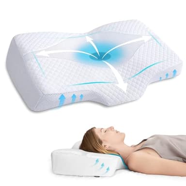 HOMCA Almohada Cervical - Almohada Ergonómica con Memoria de Forma, Almohada Cervical Viscoelastica Fundas de Almohada Lavables para Relajarse de Dolor del Cuello y Hombro