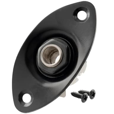 Musiclily 6,35mm Ovalada Placa Jack de Guitarra Entrada Salida Jack Plate Socket para Guitarra Eléctrica, Negro