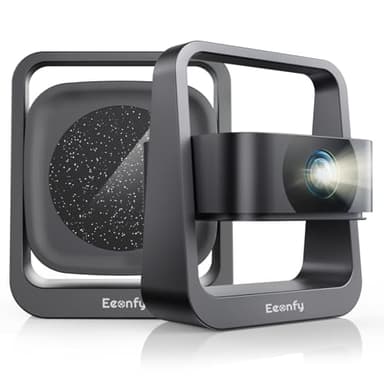 [App Integrada] Eeenfy Proyector Portátil, Proyector Android 13.0 con 500ANSI, Nativo 1080P, E-Focus/Keystone, Proyector TV WiFi6 Bluetooth 5.2, Proyector Video 4K Soporte para Teléfono/Laptop, Negro