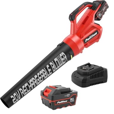 PULITUO Aspirador Eléctrico de Hojas 20 V, Soplador Hojas Sin Cable con Batería y Cargador, Soprador ar Jardim con Velocidad Variable, para Soplar Hojas, Polvo, Patio