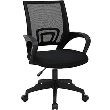 T-LoVendo - Silla de Oficina o Escritorio ergonómica con Soporte Lumbar, Malla Transpirable, Regulable en Altura, Ruedas antiarañazos, Color Negro