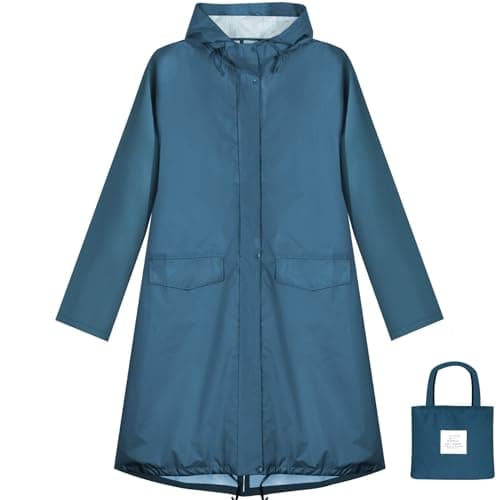 ANYOO Chubasquero Impermeable con Capucha para Mujer, Poncho de Lluvia Largo y Ligero para Aire Libre