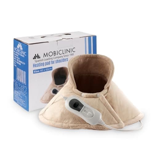 Mobiclinic, Almohadilla cervical, Eléctrica, 3 rangos de temperatura, Apagado automático, Muy bajo consumo, 100w, Marca española, Protección por sobrecalentamiento, Lavable, Para cuello, 62x60cm