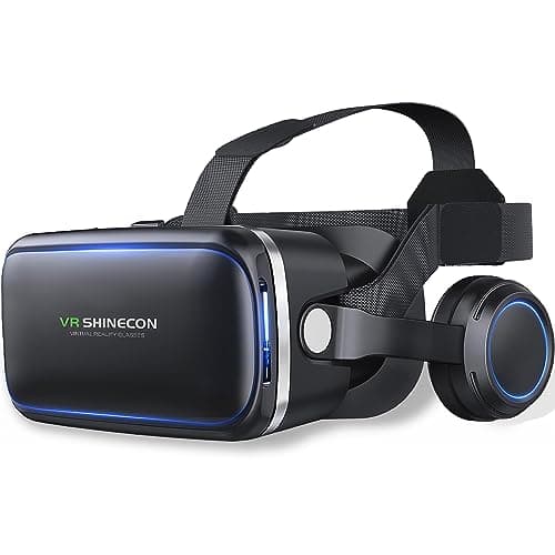 FIYAPOO Gafas VR con Auriculares, 3D Gafas Realidad Virtuales,Sumérgete en la Diversión 3D: Juegos y Aventuras Cinematográficas en Teléfonos de 4.7 a 6.6 Pulgadas (Android/iPhone)