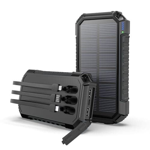 Cargador Solar 27000mAh, Hiluckey 15W Portátil Power Bank con 3 Cables y 3 Puertos, USB C Carga Rápida Imperable Batería Externa para Smartphones, Tabletas y Acampar al Aire Libr