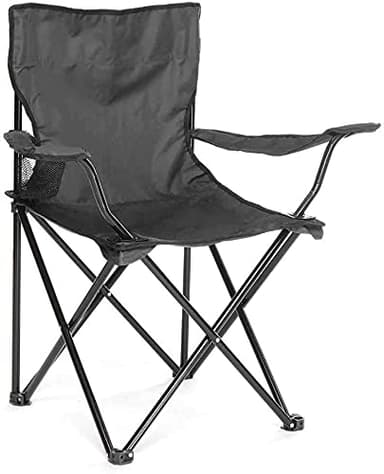 GREATOOL Silla Plegable de Camping de Acero, Silla de Acampada Plegable, Ideal para Camping o Pesca, Estructura de Acero Resistente y Asiento de Lona Impermeable (Negro Puro, 2 Unidades)