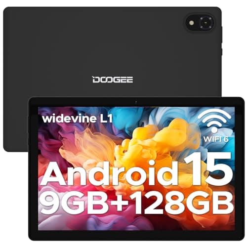 DOOGEE U10 Andriod 15 Tablet, Tablet 10 Pulgadas, WiFi 6 Tableta para niños, 9GB RAM+128GB ROM Tablets pc, 1280 * 800 IPS, TÜV, 5060mAh, Face ID, OTG, Bluetooth 5.0, 8MP+5MP