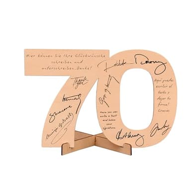 CUBIBOO ART Tarjeta Número 70 de Madera con Soporte - 70 Cumpleaños - Regalos Mujer 70 años - Regalos 70 Años Hombre - Regalo Mujer 70 años - Regalo Padres, Mama, Abuela, Papa, Abuelo