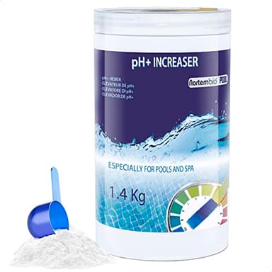 Nortembio Pool Elevador pH Plus 1,4 Kg. Elevador pH+ para Piscinas y Spas. Tratamiento Regulador pH Natural en Formato Polvo. Mejora la Calidad del Agua. Seguro para Toda la Familia.