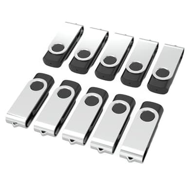 Pendrive 16GB 10 Piezas,Wooolken Pen Drive USB 16GB 2.0 Memorias USB para PC, Windows y Mac (10 Unidades, Color de Negro)