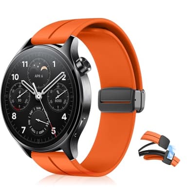 KeHowy 22mm Silicona Correa para Xiaomi Redmi Watch 5 Active/Watch 5 Lite/S4 Sport/Watch 2/2 Pro/S3/S1/Mi Watch, Correa de Reloj Magnética para Amazfit Bip 5/Balance/Cheetah Pro/GTR 4/GTR 3, Naranja