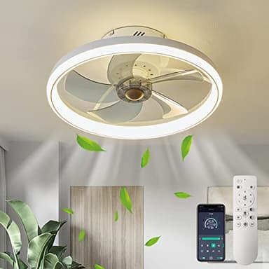 LMiSQ Ventilador Silencioso de Techo Sin Aspas con Luz Led y Mando a Distancia, 50CM , 6 Velocidades 3 Tonalidades Dc Reversible para Dormitorio