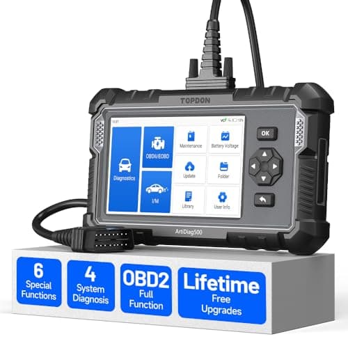 TOPDON ArtiDiag500 2024 Herramienta de Diagnóstico OBD2 para Motor Transmisión ABS SRS, 6 Funciones de Servicio(Aceite/SAS/ETS/TPMS/BMS/Freno), Borra Códigos OBD2 Completos, Actualización Gratuita