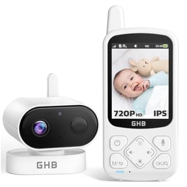 GHB Camara Vigilancia Bebe Vigilabebés con Cámara con LCD 2.8 Pulgadas 2000mAh Visión Nocturna, Comunicación Bidirecciona Escucha Bebes