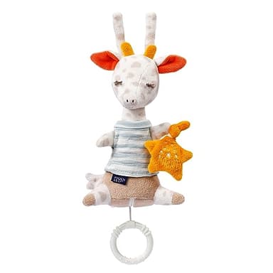 Fehn caja de música bebé jirafa, Bordado "Brilla en la oscuridad", melodía "Schlaf Kindlein Schlaf", Peluche para ayudar a conciliar el sueño y para llevar y para casa, para bebés y niños pequeños