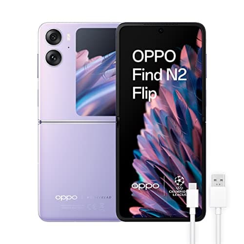 OPPO Find N2 Flip, Teléfono móvil Plegable, 8GB+256GB, Cámara 50+8 MP, Pantalla Externa Gigante, Batería 4300mAh, Cargá Rápida SuperVOOC 44W, Dual Nano SIM – Morado