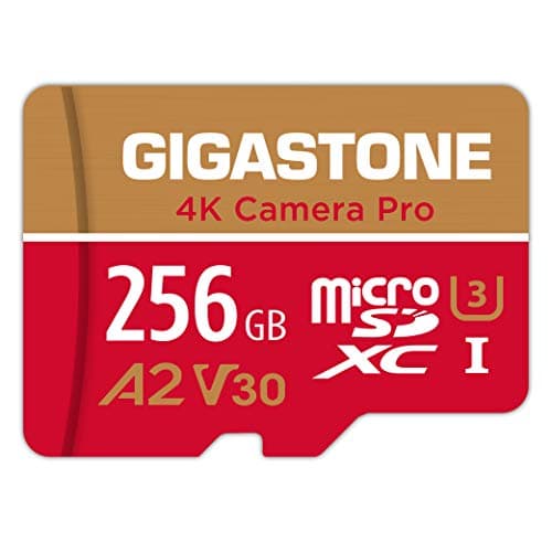[5 años Recuperación de Datos Gratis] GIGASTONE Tarjeta de Memoria de 256GB, 4K Camera Pro, Velocidad de hasta 100 MB/s, para GoPro, dji, Drone, 4K Video A2 V30 U3 MicroSDXC con Adaptador