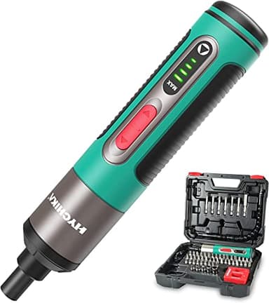 HYCHIKA Destornillador Eléctrico 3N.m, Atornillador a Batería 2,0Ah, Juego de 58 Pcs, LED Luz, 3.6V Carga USB, Mini Atornillador Eléctrico, Juego de Destornilladores Recargables,Verde