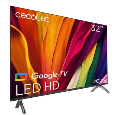 Cecotec Televisor LED 32" Smart TV A4 Series ALH40032. Resolución HD, Sistema Operativo Google TV, Chromecast, Google Voice Assistant, Sistema Dolby Audio y 16 GB de ROM