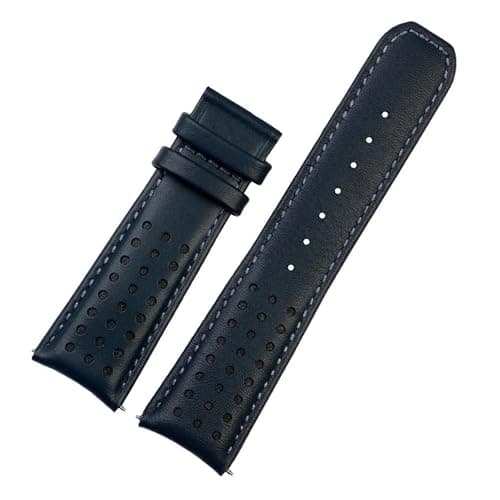 POYNMRE Compatible con el reloj CITIZEN Blue Angel Men Radio Wave AT8020-54L/8020-03L/JY8078 Correa de reloj de cuero con extremo curvado 22 23(Blue-b-no clasp,22mm)