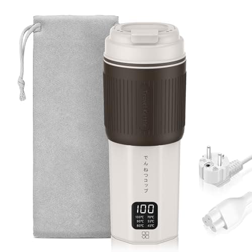 QianShouYan Hervidor de Viaje 450ml con Control de Temperatura en 6 Niveles, 300W, a Prueba de Fugas, Protección contra Sobrecalentamiento, 100V~240V