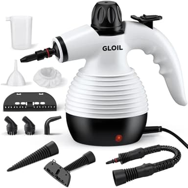 GLOIL vaporeta Limpieza hogar,Limpiador Vapor,vaporeta de Mano,vaporeta Limpieza Sofa,con 10 Accesorios para la Eliminación de Manchas,Alfombras,Cortinas,Asientos Coche,Tapicerias (black) (black)