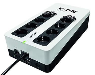 Eaton 3S UPS 700 DIN - Off-Line UPS - 3S700D - Sistema de alimentación ininterrumpida SAI - 700VA (8 Salidas Tipo DIN, 2 Puertos de carga USB Tipo A) - Off-Line - Negro y Blanco