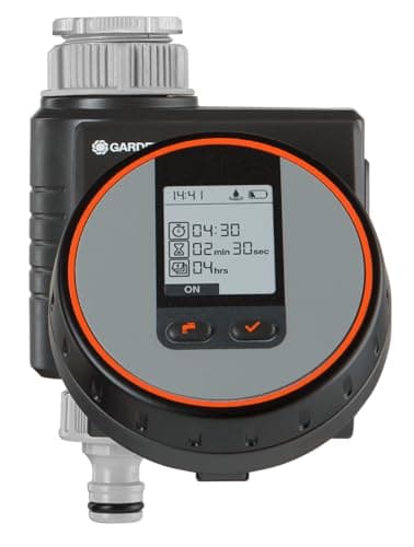 Gardena Programador de riego Flex riego automático y en Poco Tiempo para la terraza y el balcón, Fácil manejo, Función Water Now, Color Negro/Gris/Naranja