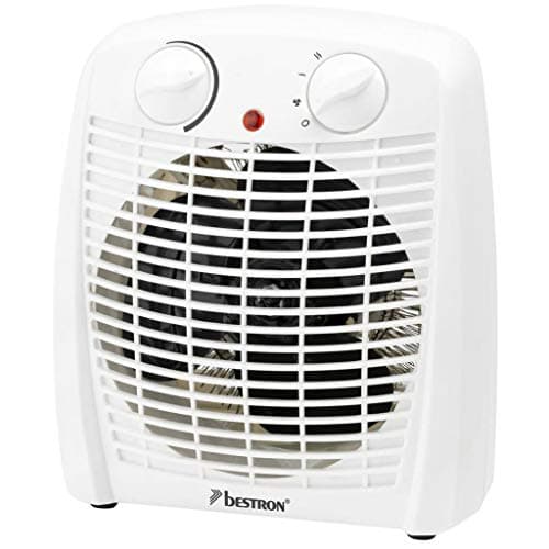 Bestron Calefactor, Termoventilador con 2 niveles de potencia, incl. protección antivuelco y contra sobrecalentamiento, para habitaciones de hasta 20 m², 2000 vatios, color: blanco