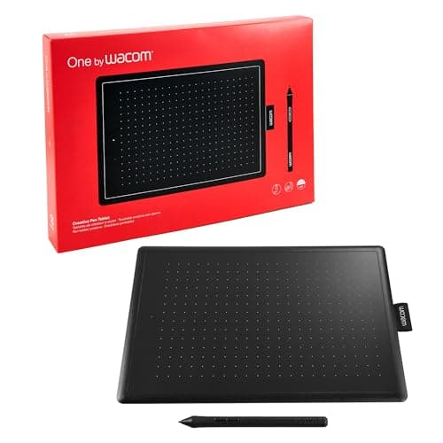Wacom One by Wacom Medium - Tableta gráfica con lápiz digital sensible a la presión, compatible con Windows, Mac y Chromebook, óptima para oficina en casa y e-learning, color negro y rojo